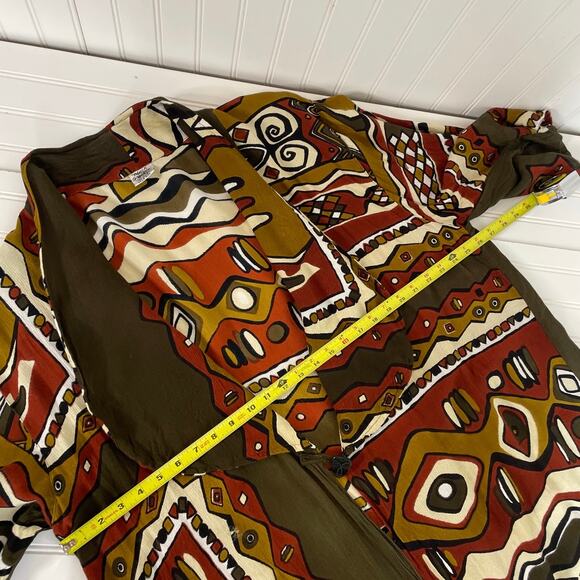 Black Magic Women’s Green Print Toggle Kimono Cardigan Plus Size - Picture 3 of 7